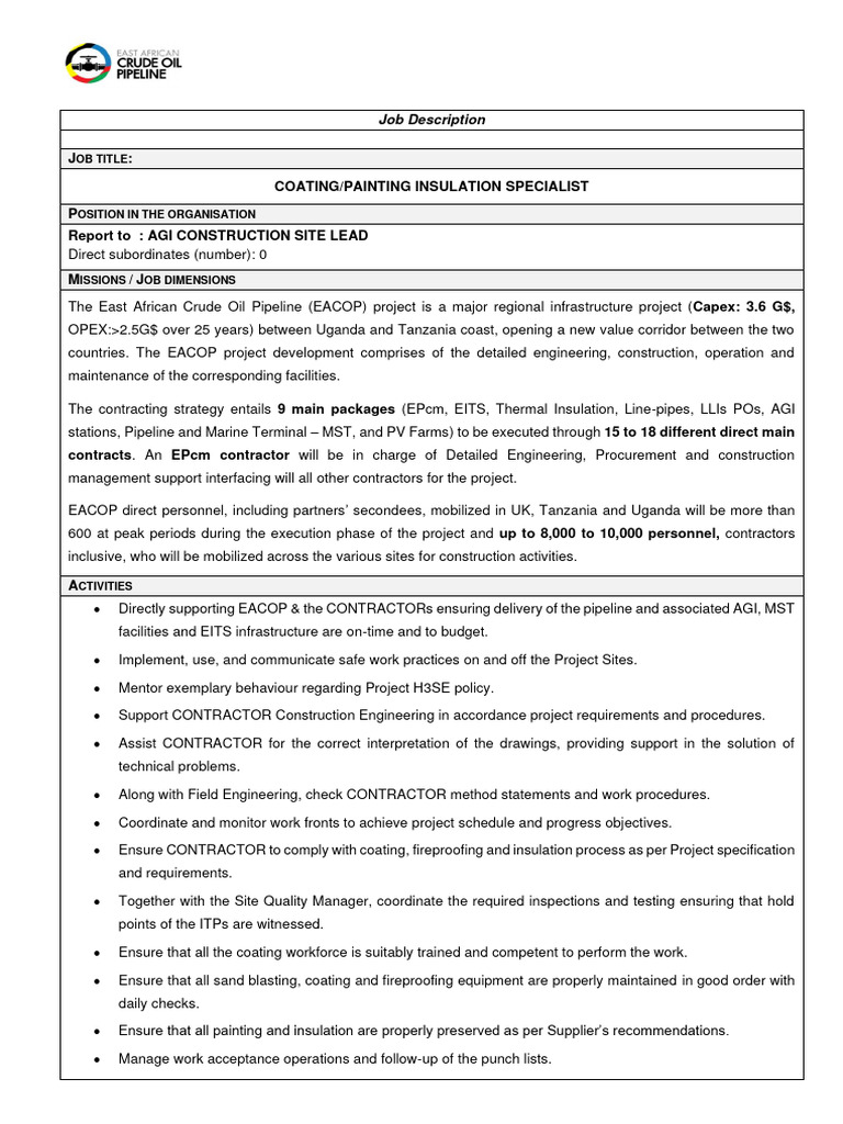 EACOP - Service Description - Coating Painting Insulation Specialist ...