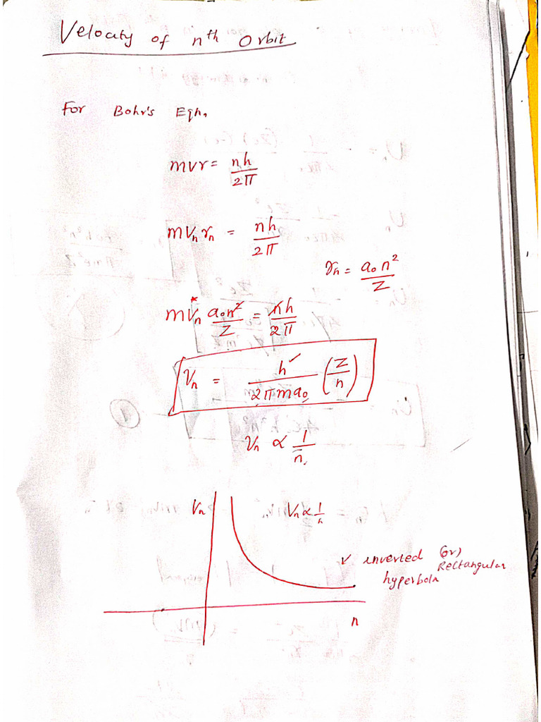 Image Result For Derivation Of Velocity In Nth Bohr Orbit Physicss