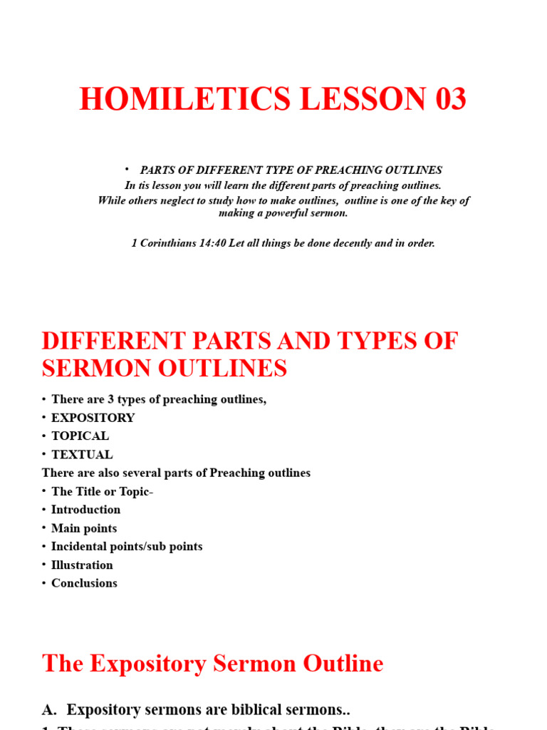 Homiletics Lesson 03 | PDF | Expository Preaching | Sermon, image size:768x1024