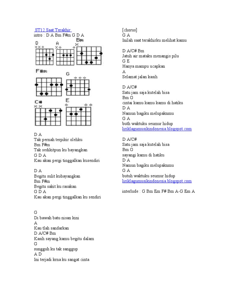 Kunci Gitar Chord Musik Kord Lirik Lagu Download Pdf