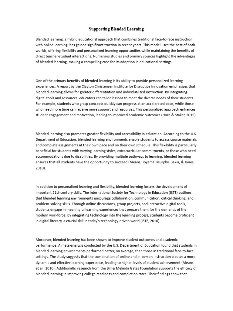 Benefits of Blended Learning in Education | PDF | Learning ...