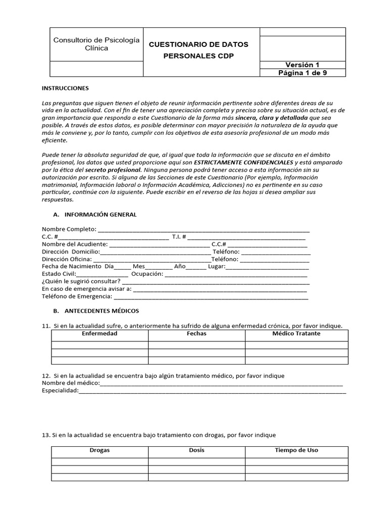 CDP Adultos | PDF | Cuestionario