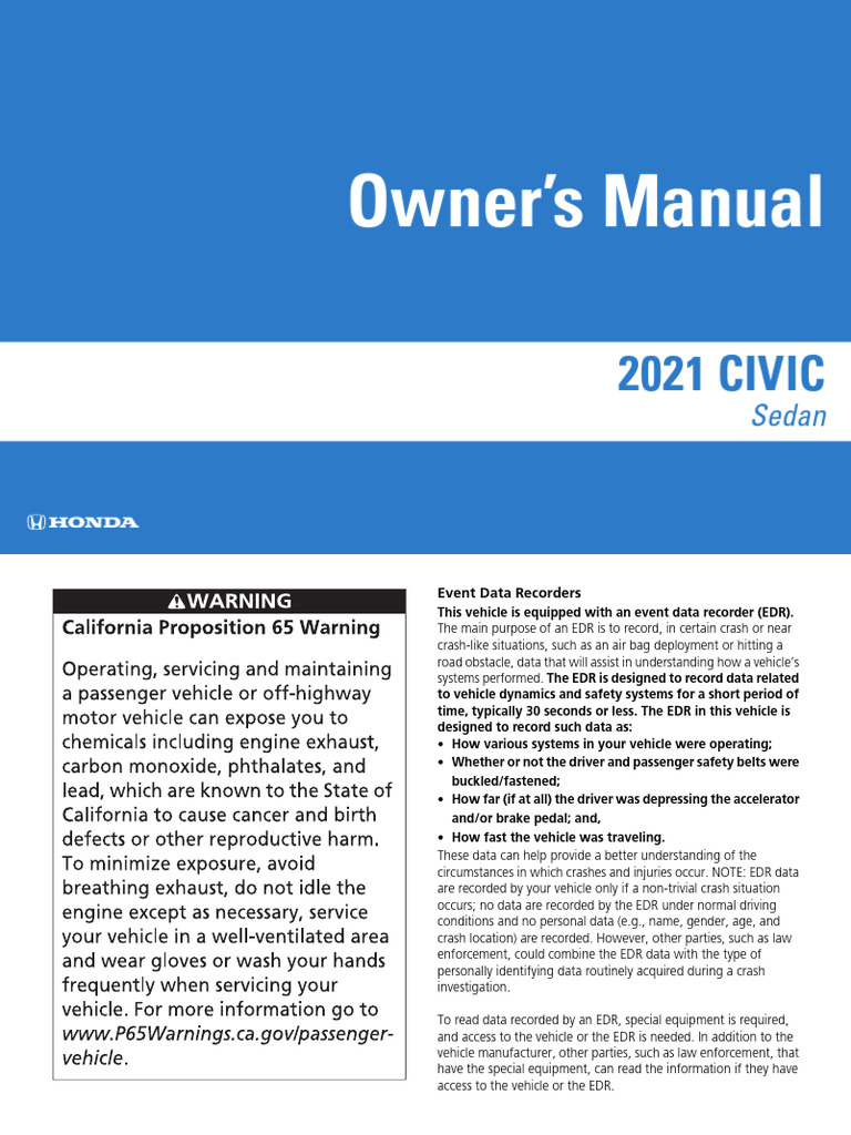 2021 Civic | PDF | Seat Belt | Transportation Engineering