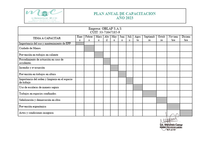Plan Anual de Capacitación 2023 EPP | PDF