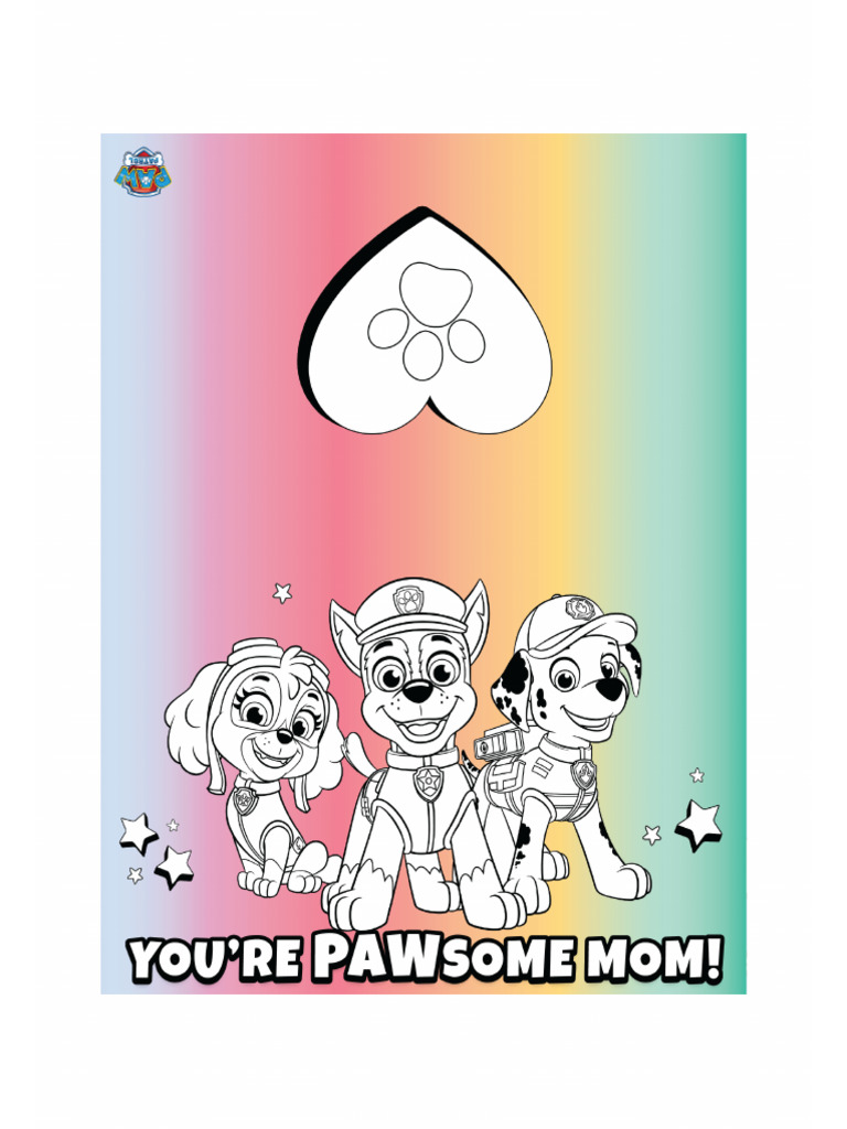 Paw Mothers Day Card Print Out | PDF