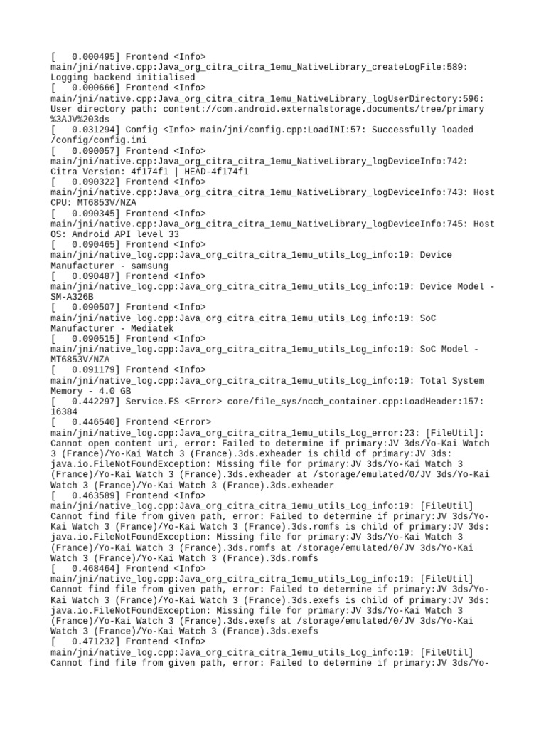 Citra Emulator Log Analysis | PDF | Software | Computer Engineering