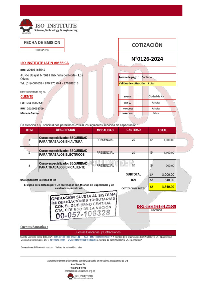 Cotización de Cursos de Seguridad en Perú | PDF