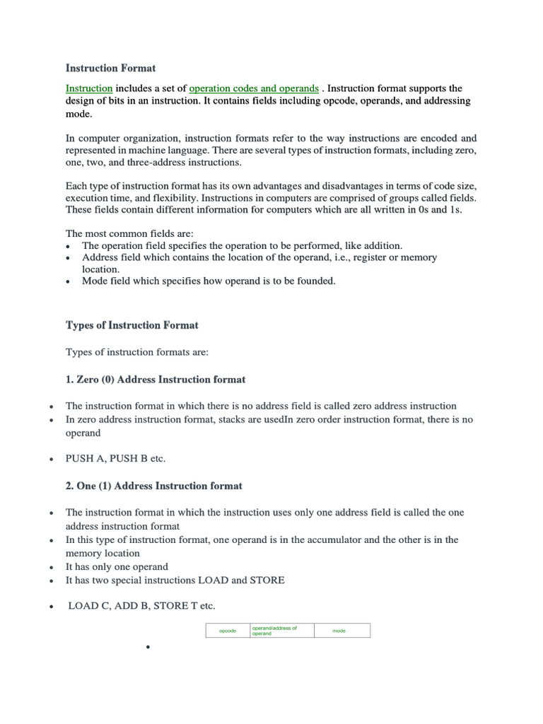 Instruction Formats in Computer Architecture | PDF | Computer Data ...