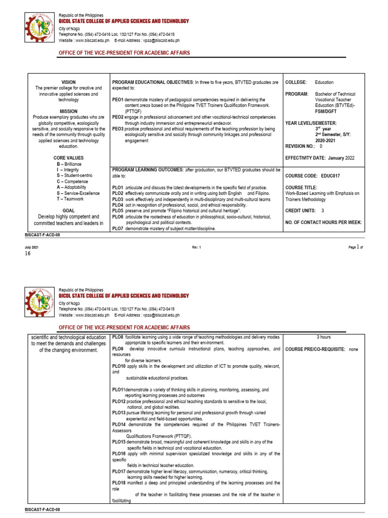 Work Based Learning With Emphasis On Trainers Methodology | PDF ...