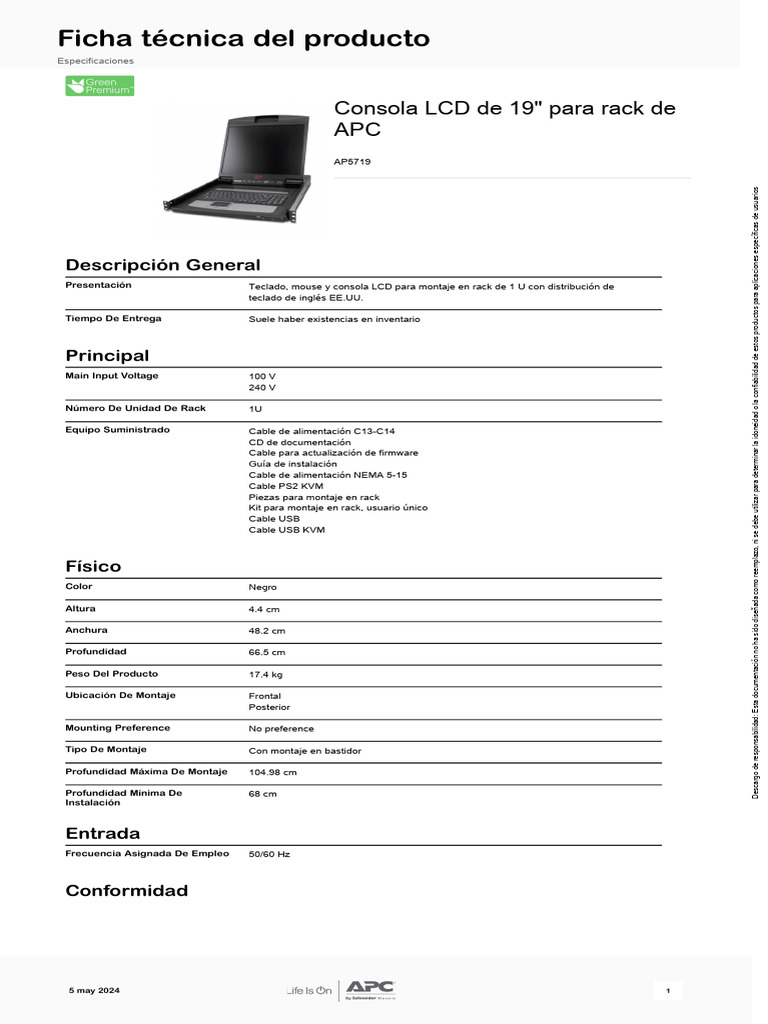 Kvm-Consola APC - NetShelter-Rack-LCD-Consoles - AP5719 | PDF ...