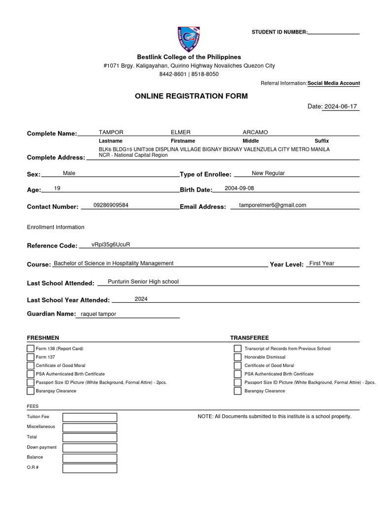 TAMPOR ELMER Student Admission Slip | PDF | Metro Manila | Government ...