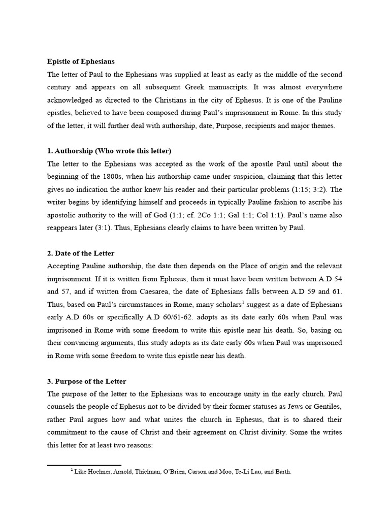 Ephesians: Unity in Christ's Body | PDF | Epistle To The Ephesians ...