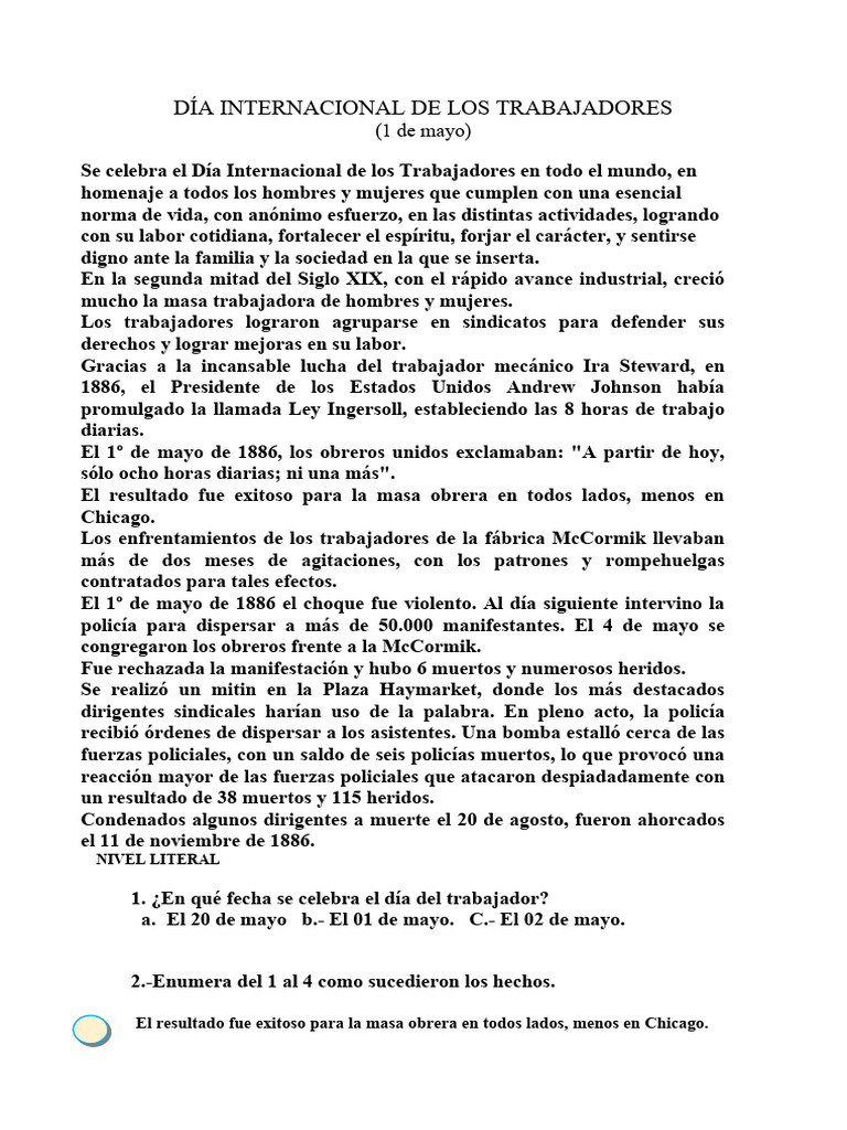 Día Internacional de Los Trabajadores | PDF | Historia