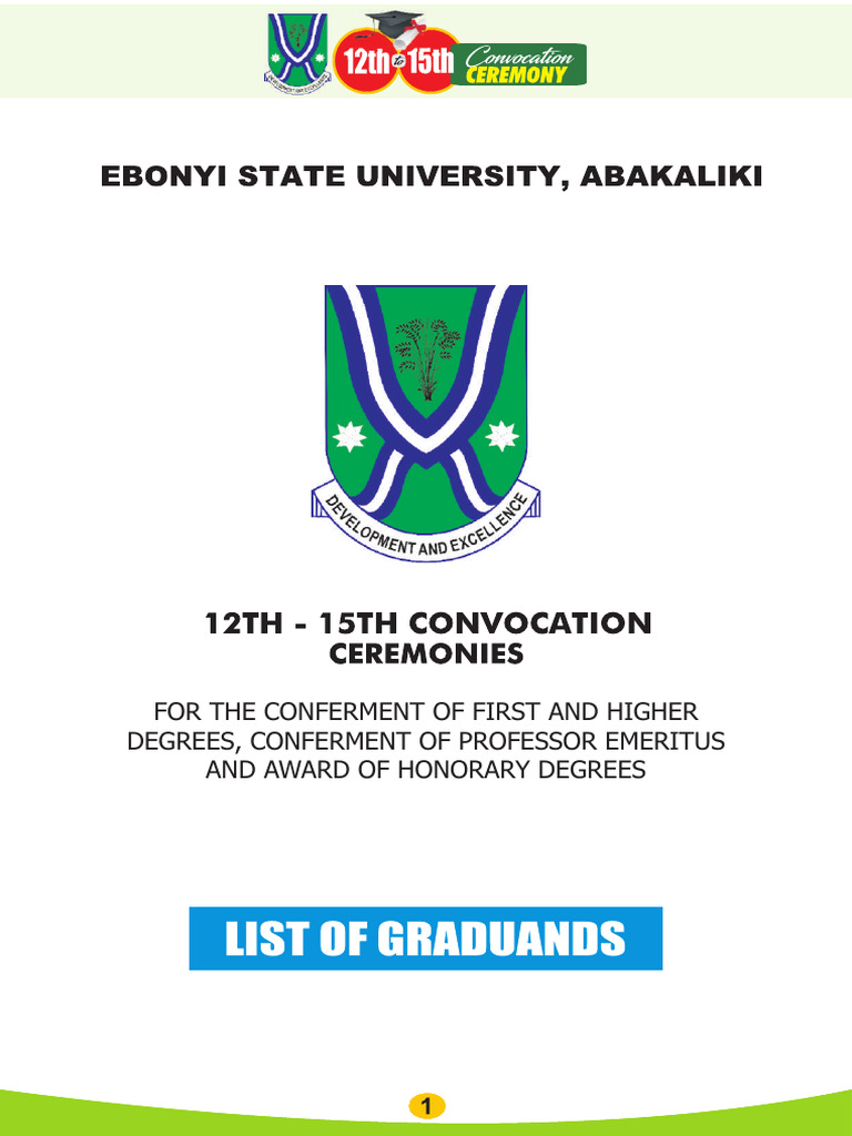 EBSU Degree Conferment Ceremony Details | PDF | Science