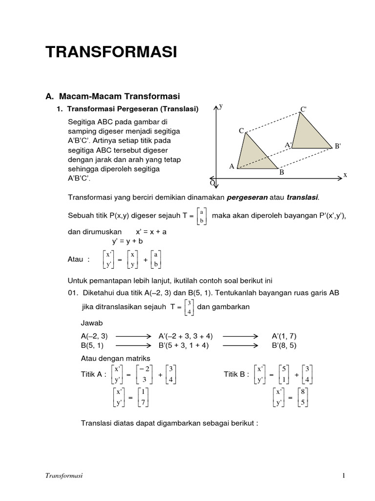 Macam-Macam Transformasi Geometri | PDF