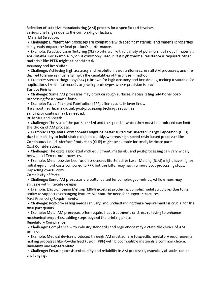 Additive Manufacturing Process Selection Guide | PDF | Feasibility Study