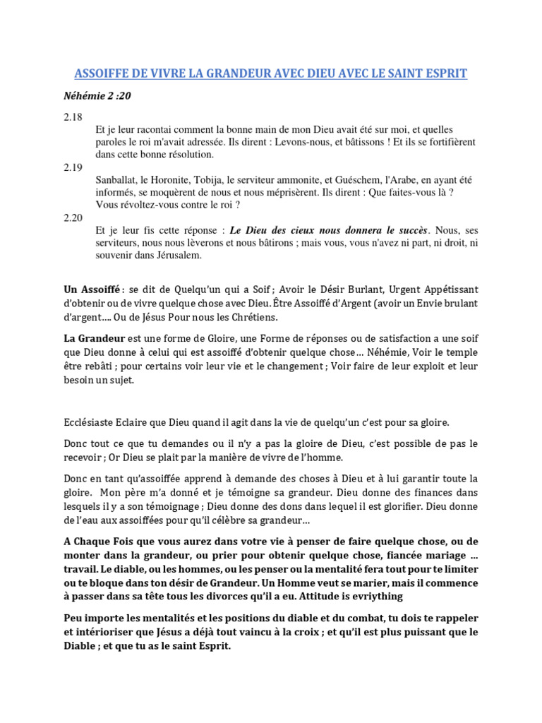 Vivre la Grandeur avec Dieu et le Saint-Esprit | PDF | Dieu | Prophète