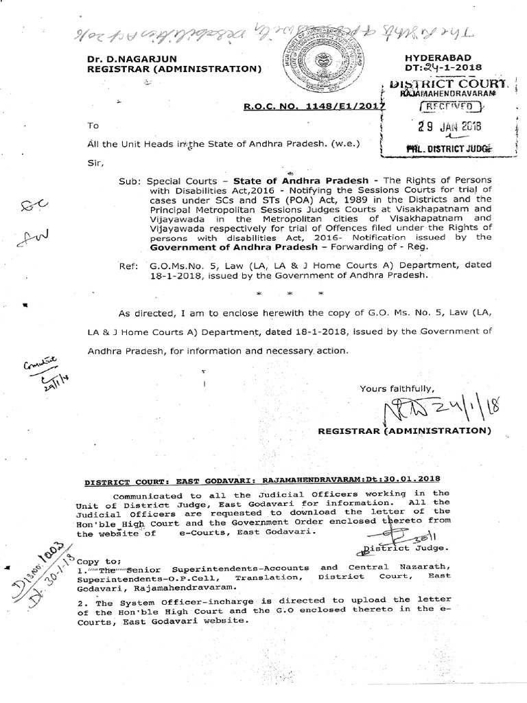 Letter of The Honble High Court With Regard To The Rights of Persons ...
