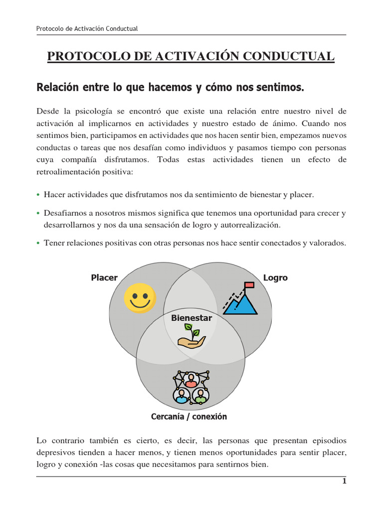 Protocolo de Activación Conductual | PDF | Depresión (estado de ánimo ...