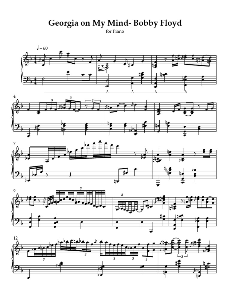 Georgia On My Mind - Bobby Floyd Piano Transcription | PDF