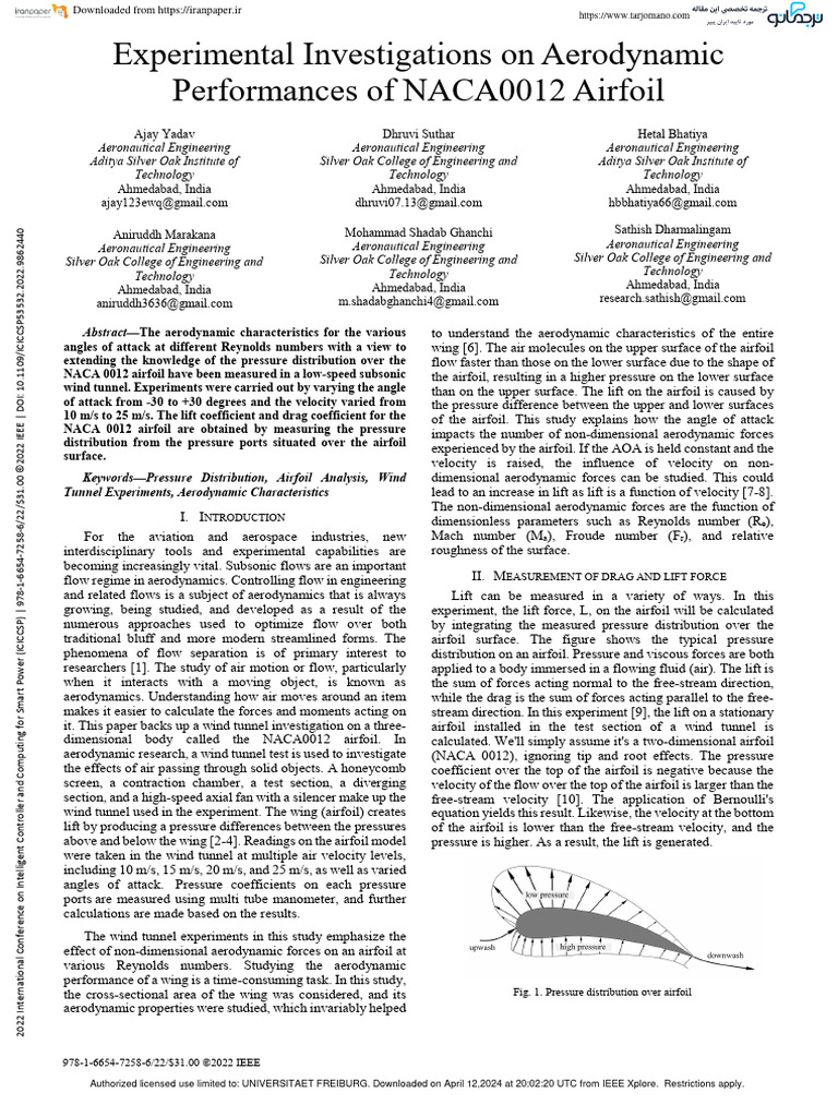 Experimental Investigations On Aerodynamic Performances of NACA0012 ...