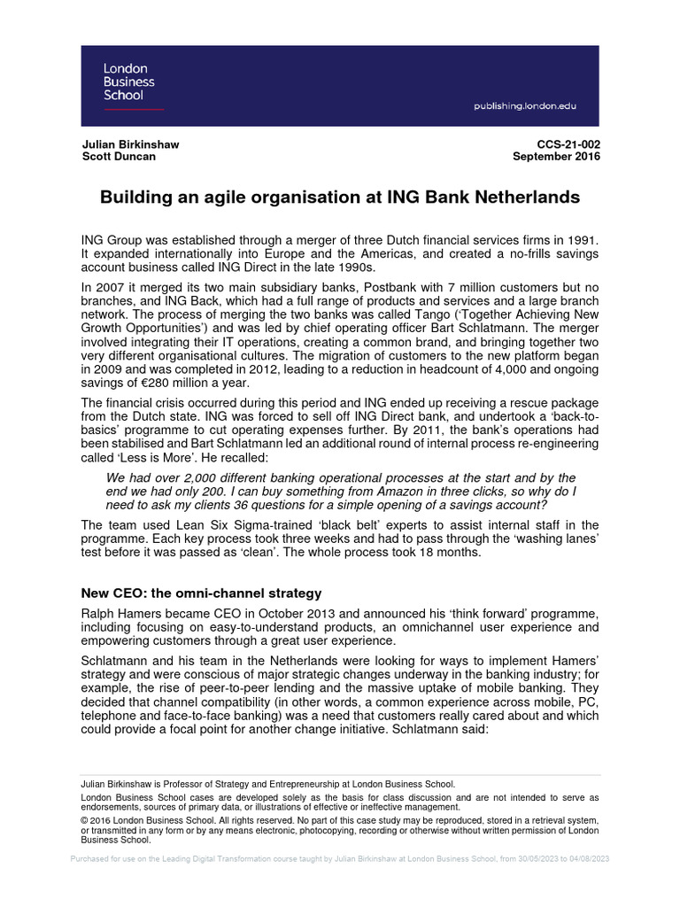 Building An Agile Organisation at ING Bank Netherlands | PDF ...