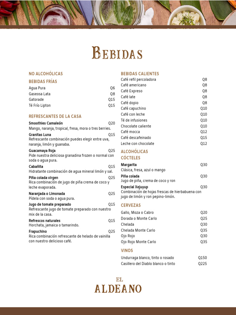 Menu Bebidas | PDF | café | Bebida