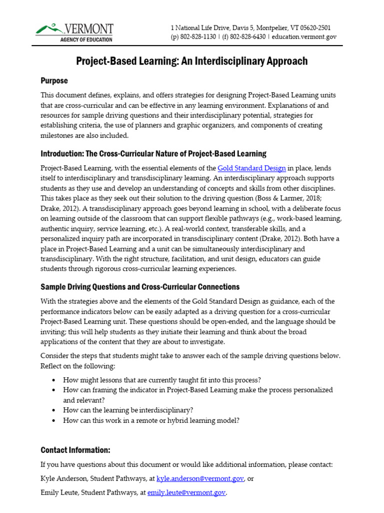 Project-Based Learning Strategies Guide | PDF | Project Based Learning ...