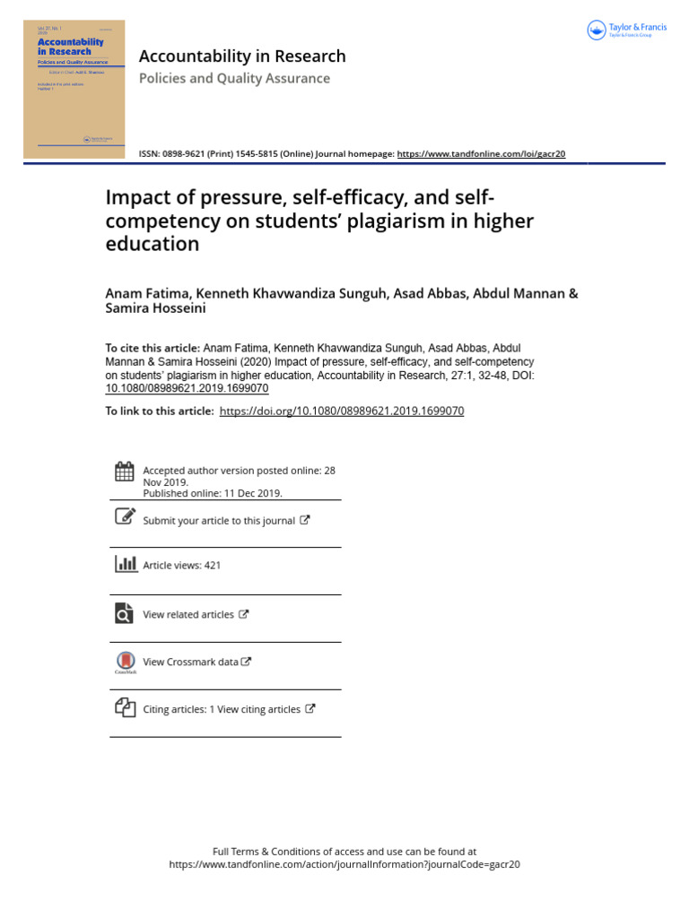 Impact of Pressure Self Efficacy and Self Competency On Students ...
