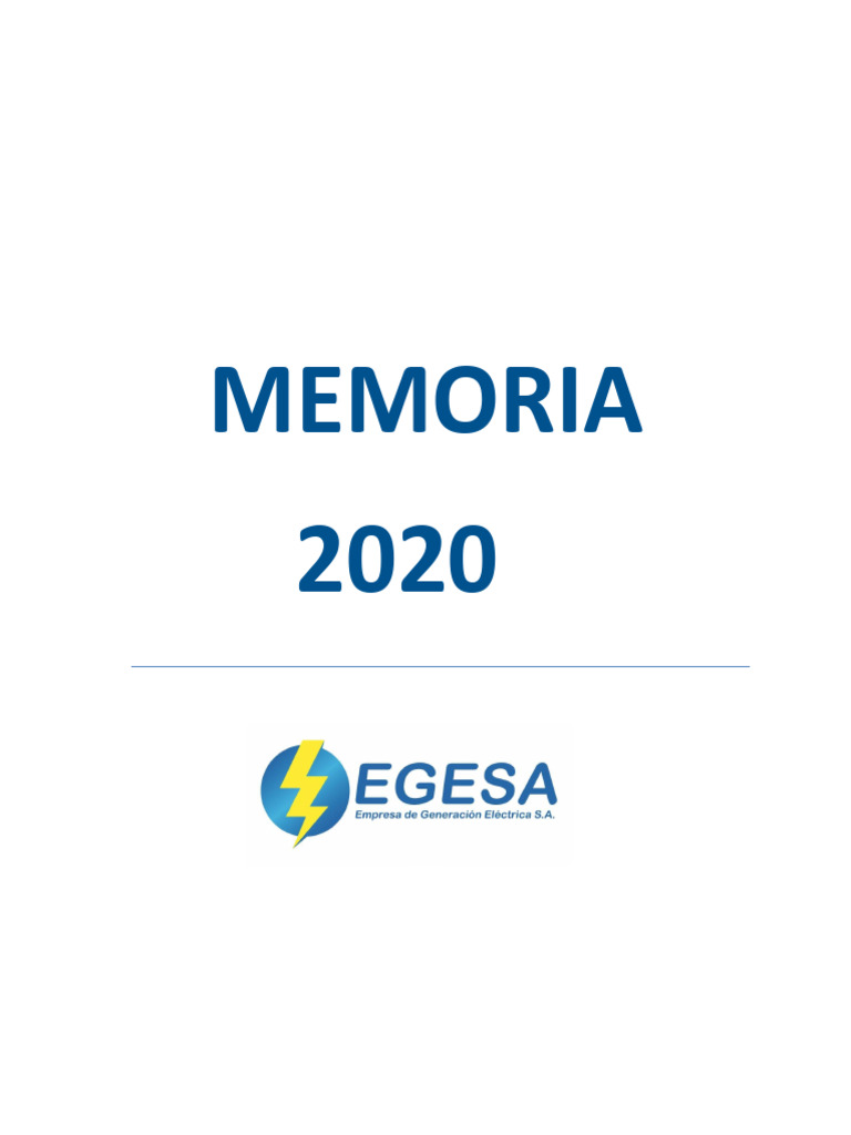 Informe Anual EGESA 2020 | PDF | Economias