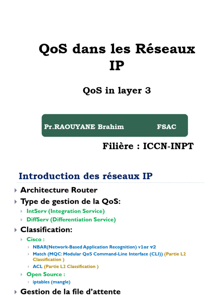 Gestion de la QoS dans les Réseaux IP | PDF | Qualité de service ...