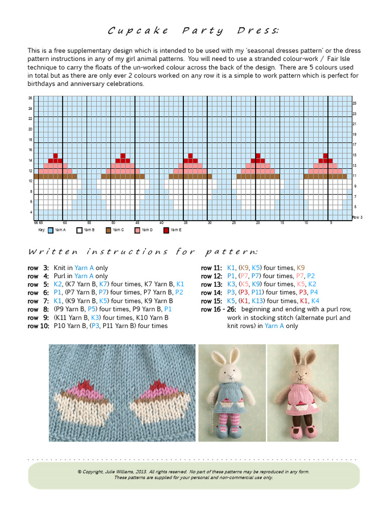 Cupcake Party Dress Pattern | PDF | Knitting | Fair Isle (Technique)