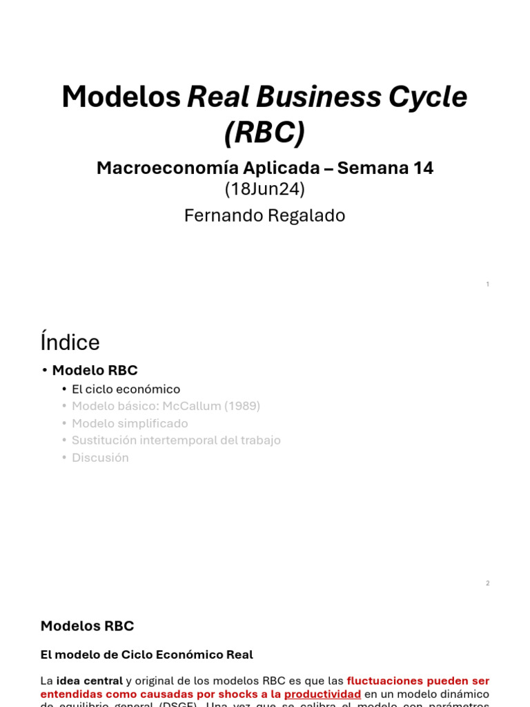 Modelos RBC 18jun24 | PDF | Ciclo comercial | Ecuaciones