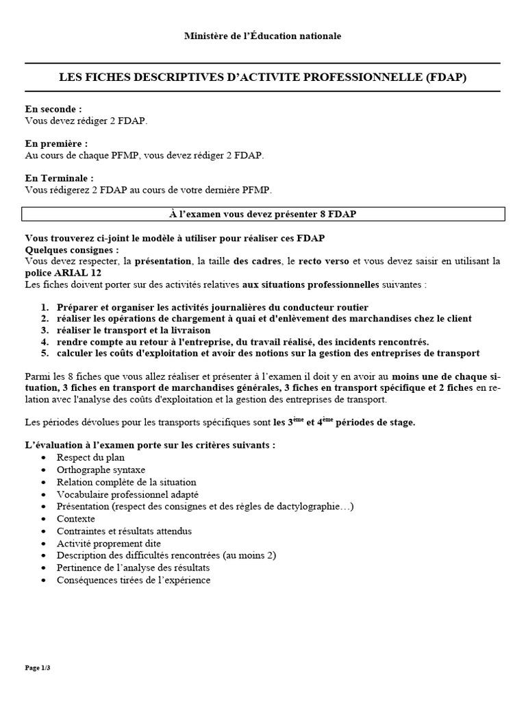 Rédaction des FDAP pour le transport routier | PDF | Transport