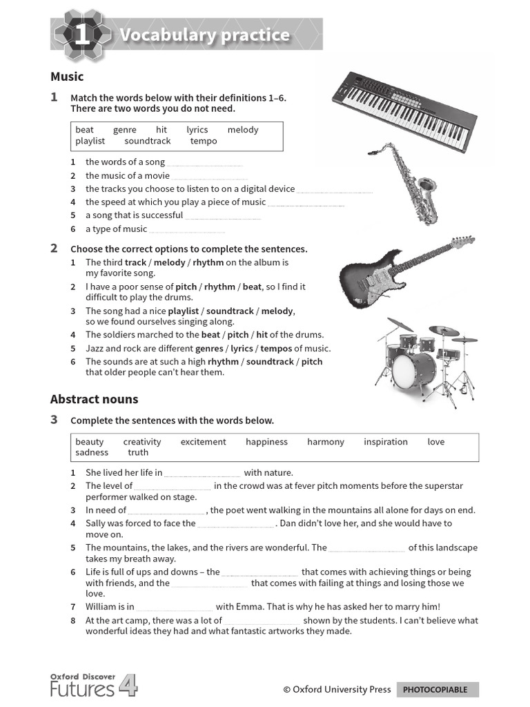 ODF4 Unit 1 Vocabulary Practice | PDF | Songs | Musicology
