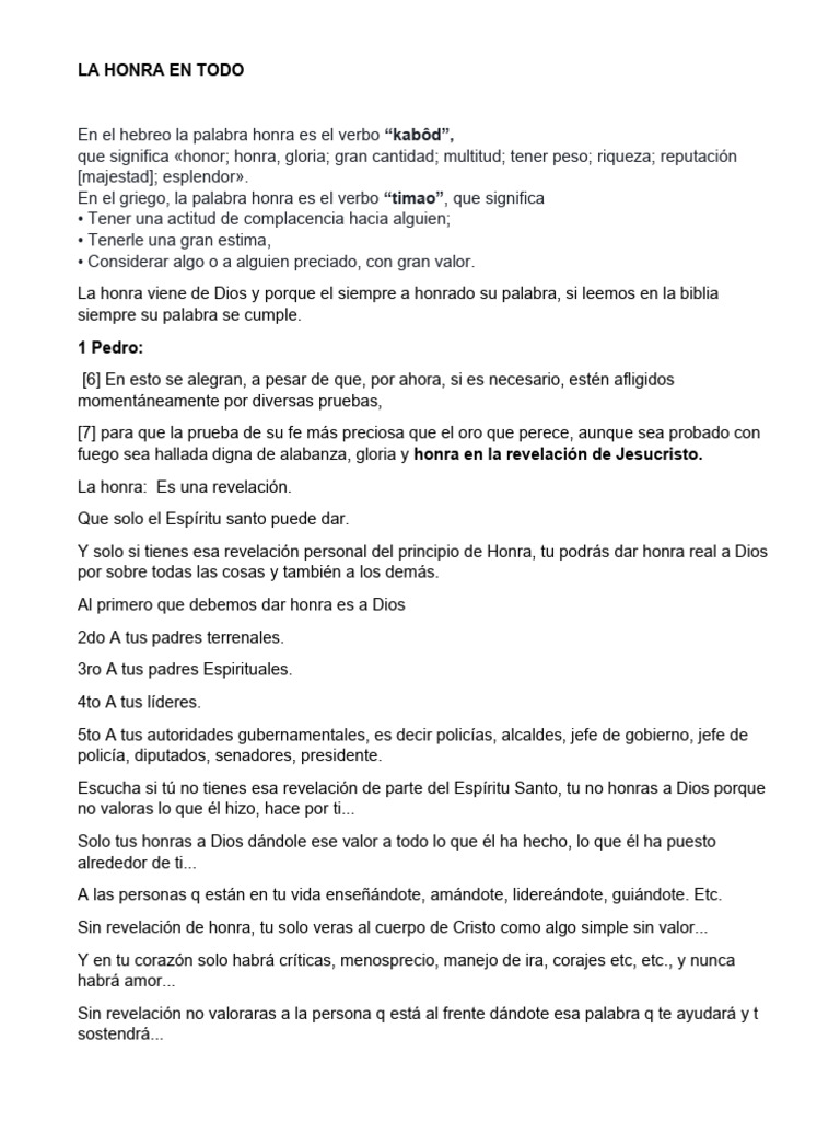 La Revelación de la Honra a Dios | PDF | Dios | Jesús