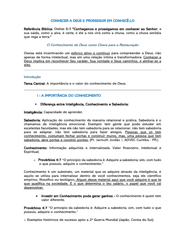 Conhecer e Prosseguir em Deus | PDF | Daniel (personagem Bíblica ...