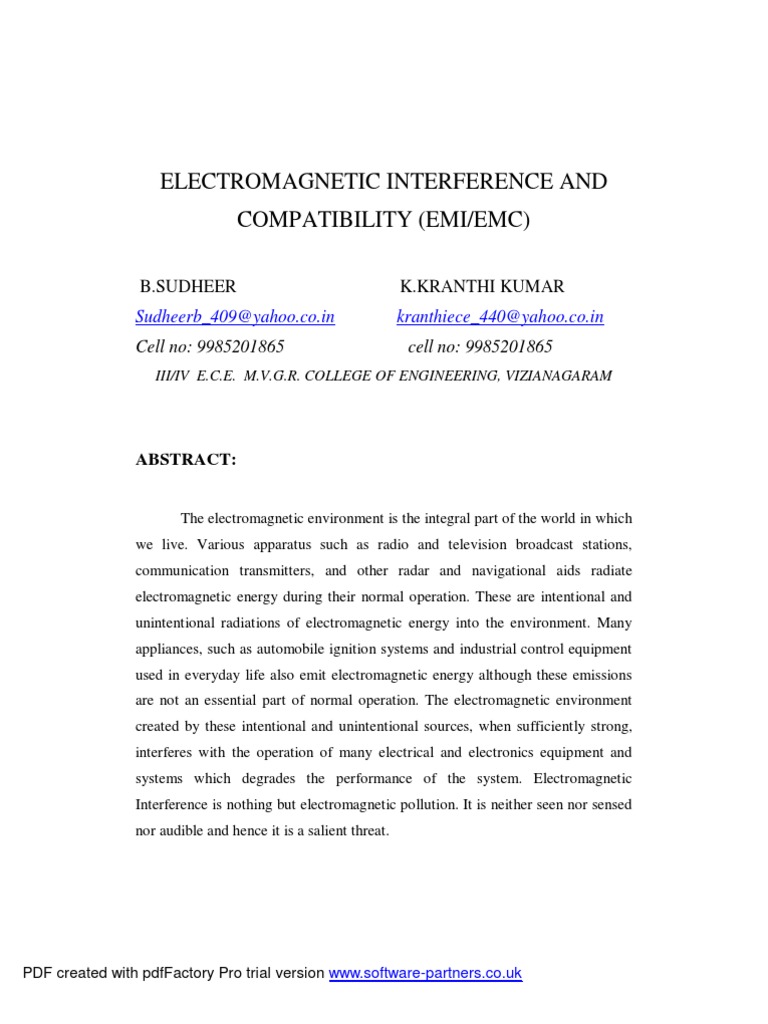 Emi MVGR | PDF | Electromagnetic Interference | Electromagnetic ...