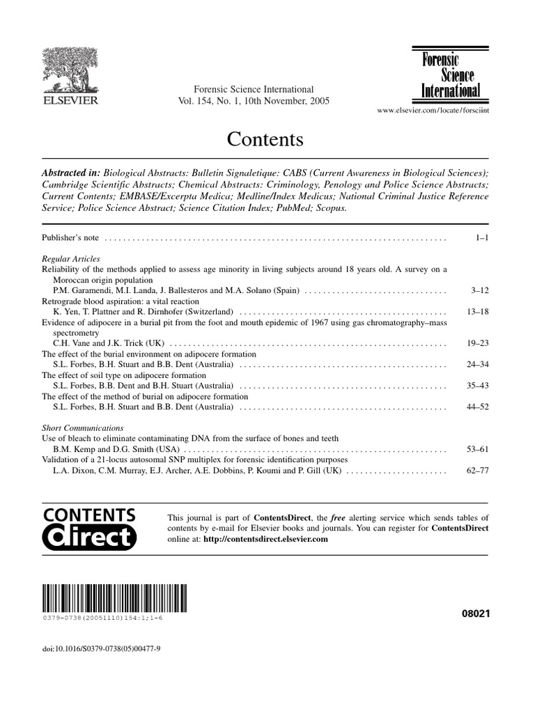 Forensic Science International Vol. 154 | PDF | Scholarly Communication