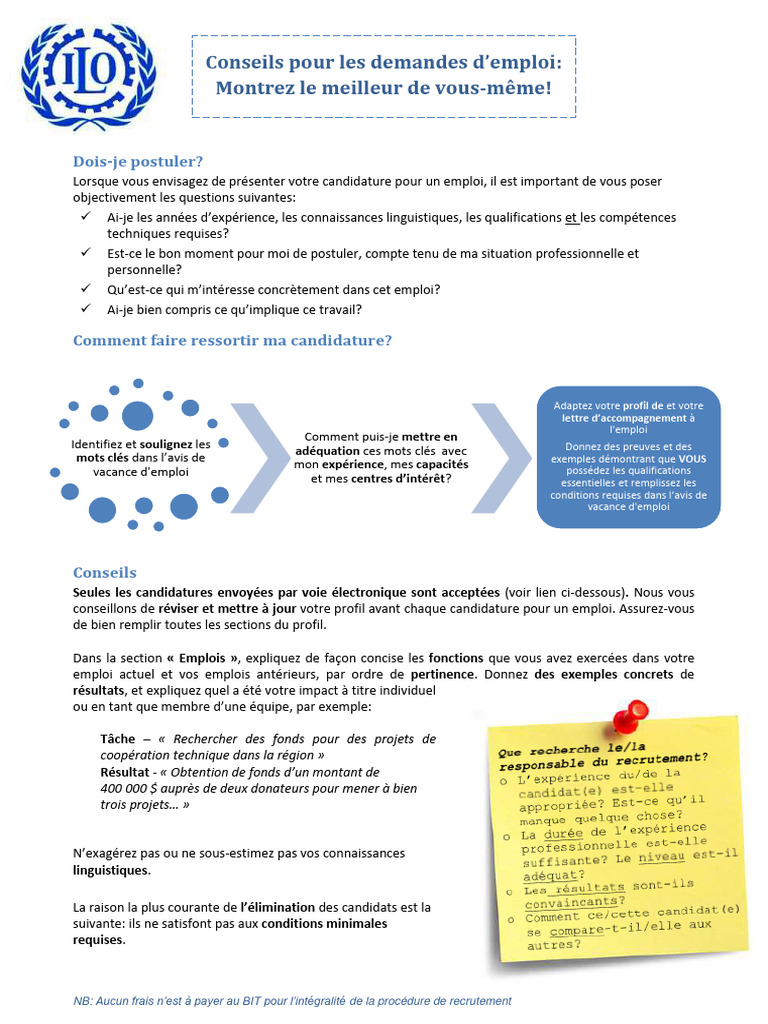 Conseils pour postuler à un emploi | PDF