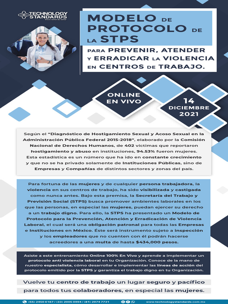 Modelo de Protocolo de La STPS para Prevenir Atender y Erradicar La ...