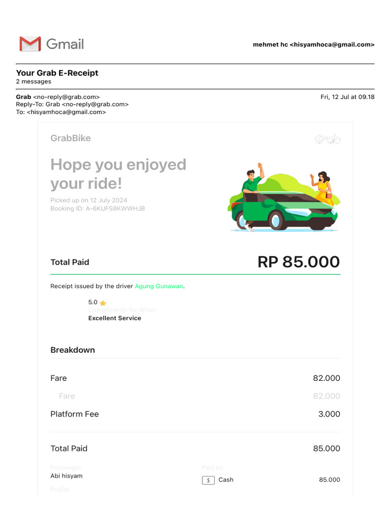 Your Grab E-Receipt | PDF | Indonesia