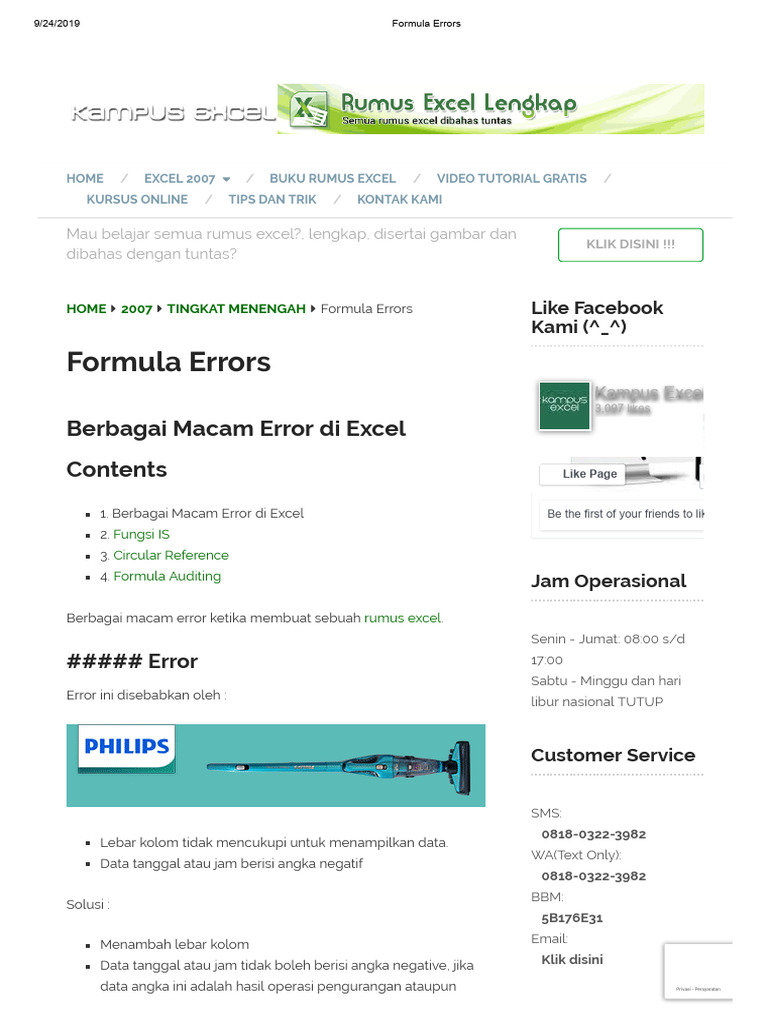 Berbagai Macam Error Di Excel | PDF