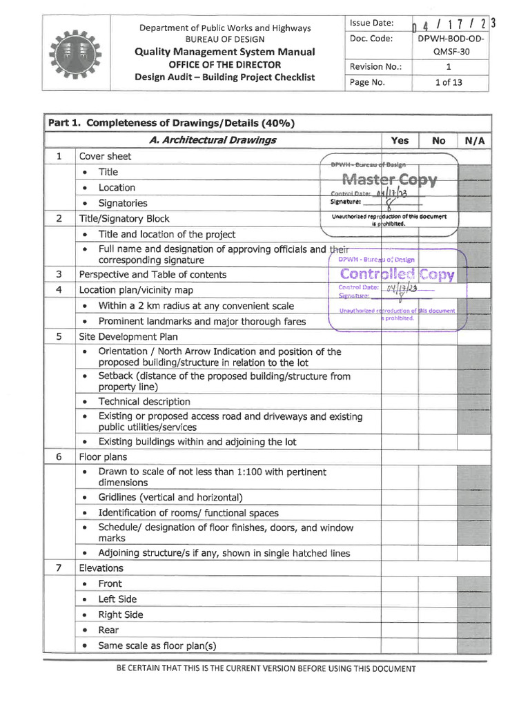 QMS30_BD-DED-Checklist | PDF