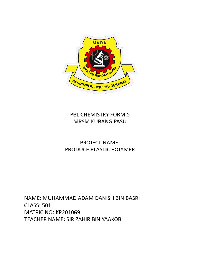 Pbl Chemistry Pdf Polymers Plastic