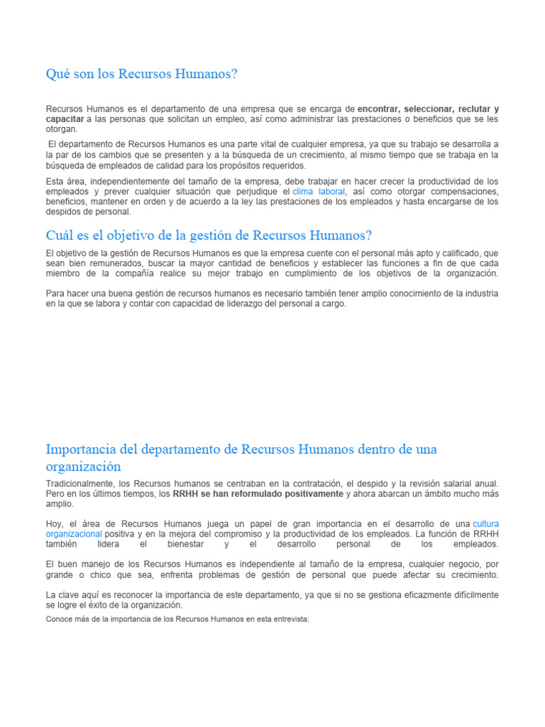 Que son los recursos Humanos | PDF | Gestión de recursos humanos | Business