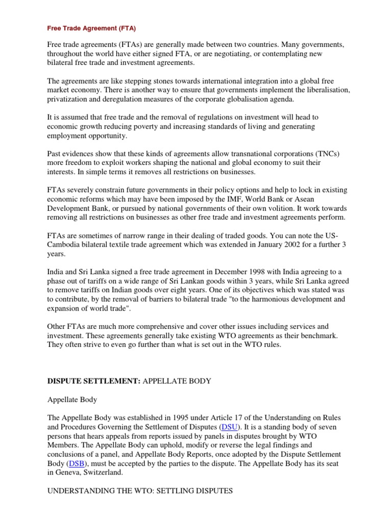 Understanding Free Trade Agreements | PDF | World Trade Organization ...