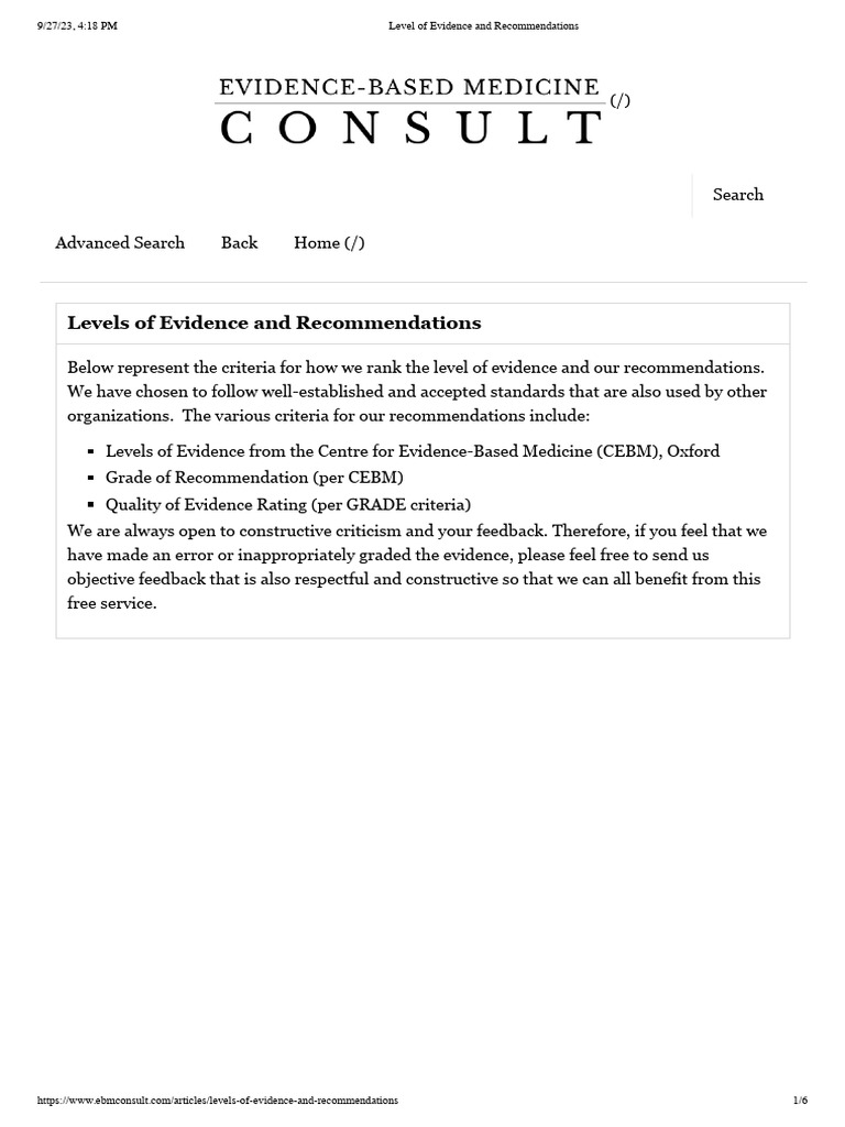 CEBM Levels of Evidence Overview | PDF | Evidence Based Medicine ...