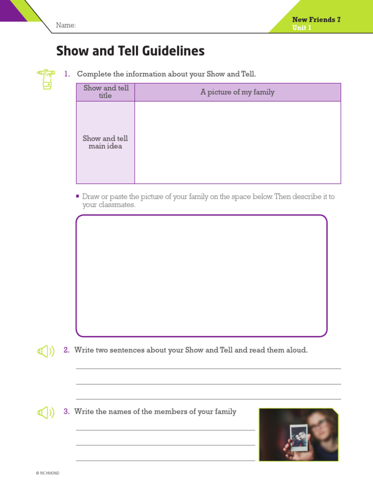 Show and Tell Family Presentation Guide | PDF | Grammar | Vocabulary