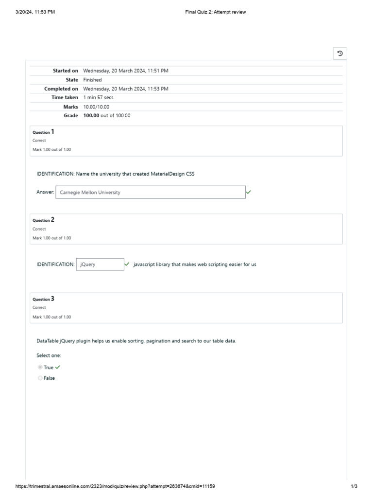 Ugrd ite6200 2323t final quiz 2 attempt perfect pdf j query